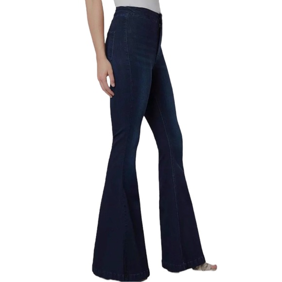 KanCan High Rise Super Flare Darkwash blue Jean - Picture 4 of 11